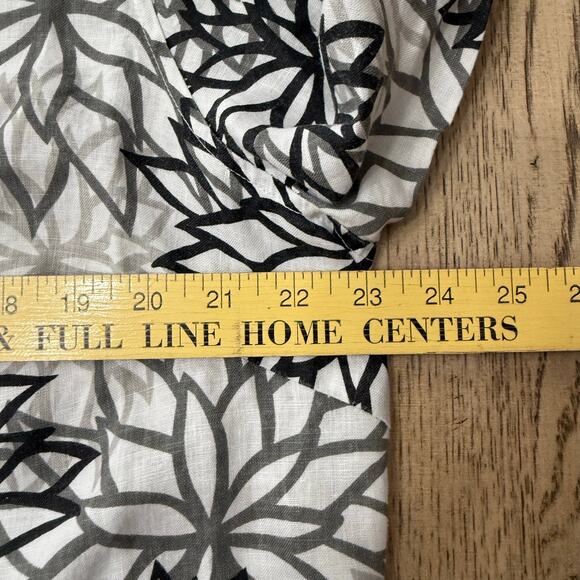 Linen Button Down‎ Shirt White Black Floral 1X - Picture 6 of 8